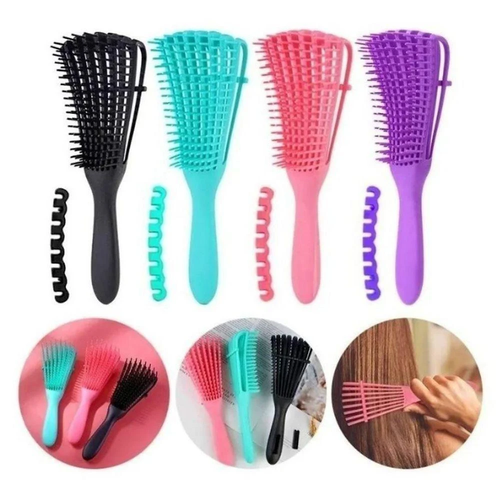 Escova Polvo Para Cabelos Cacheados Desembaraçante Flexivel 8 Pontas Verde