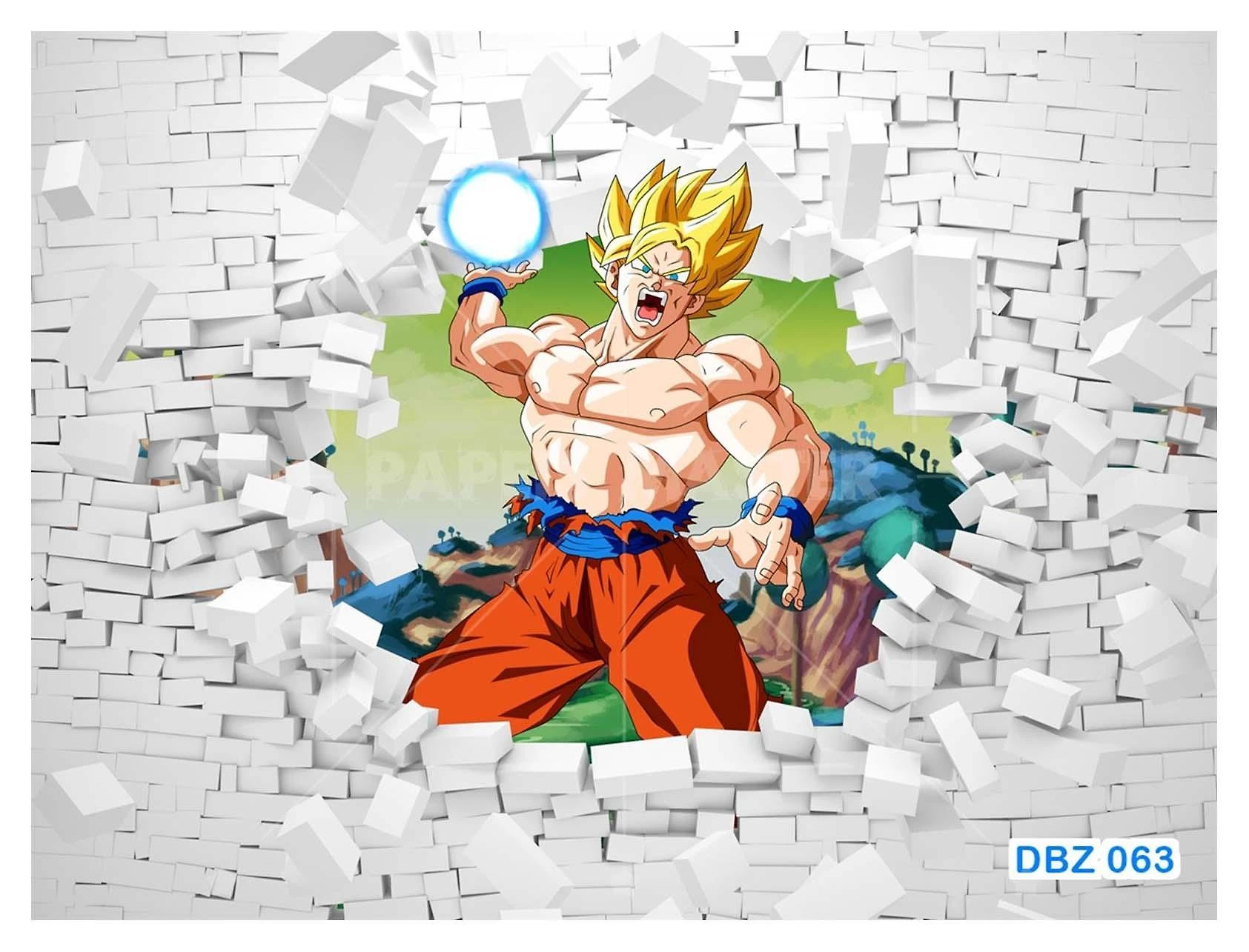 Miniatura Papel De Parede 3D Dragon Ball Goku Vegeta Anime 3,5M Dbz63