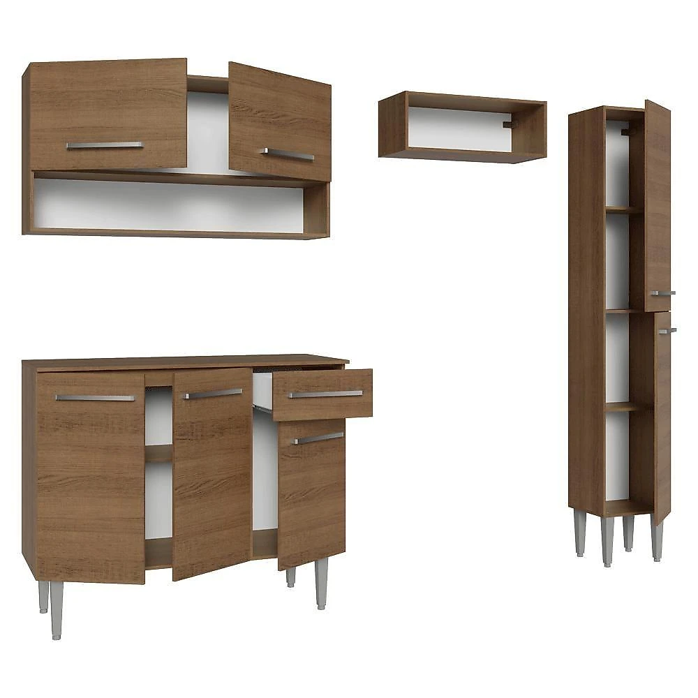 Armário De Cozinha Completa 197 Cm Rustic Emilly Madesa 01
