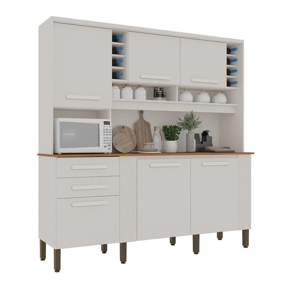 Armário De Cozinha 6 Portas 2 Gavetas Catar Branco