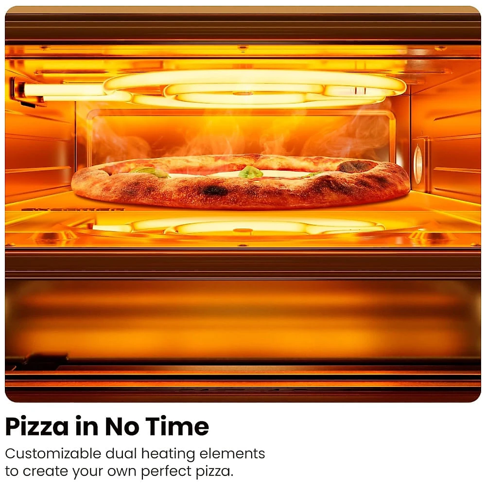 Forno Elétrico Programável com 5 Predefinições, Tela LED, Pedra de Pizza e Casca Incluídas, 1700W, Chefman, Prata