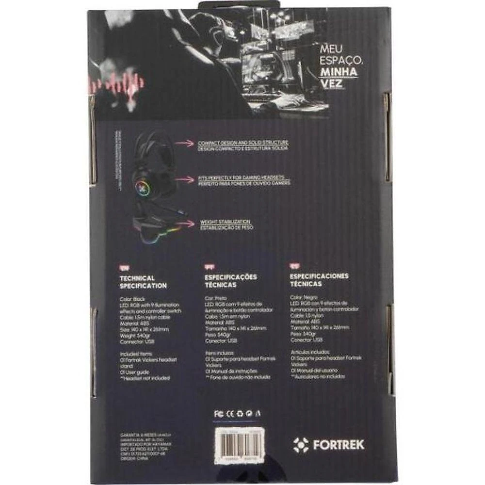 Suporte Para Headset Fortrek Vickers Rgb Preto