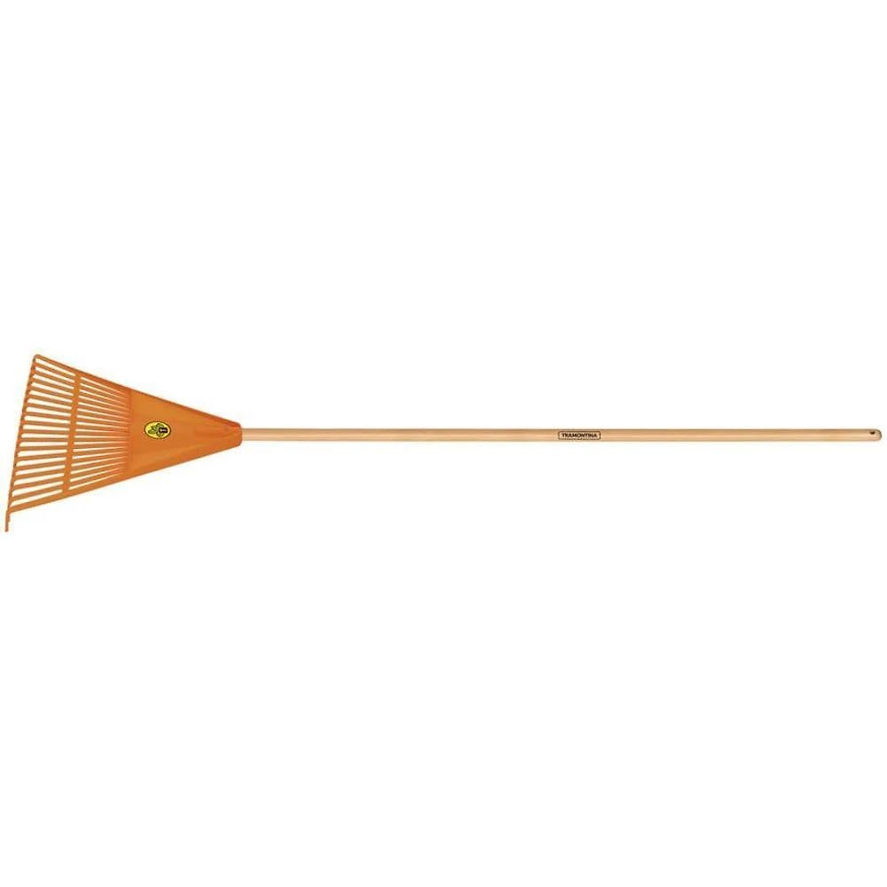Vassoura 18 Dentes Em Polipropileno Laranja Com Cabo De Madeira 120cm - Tramontina