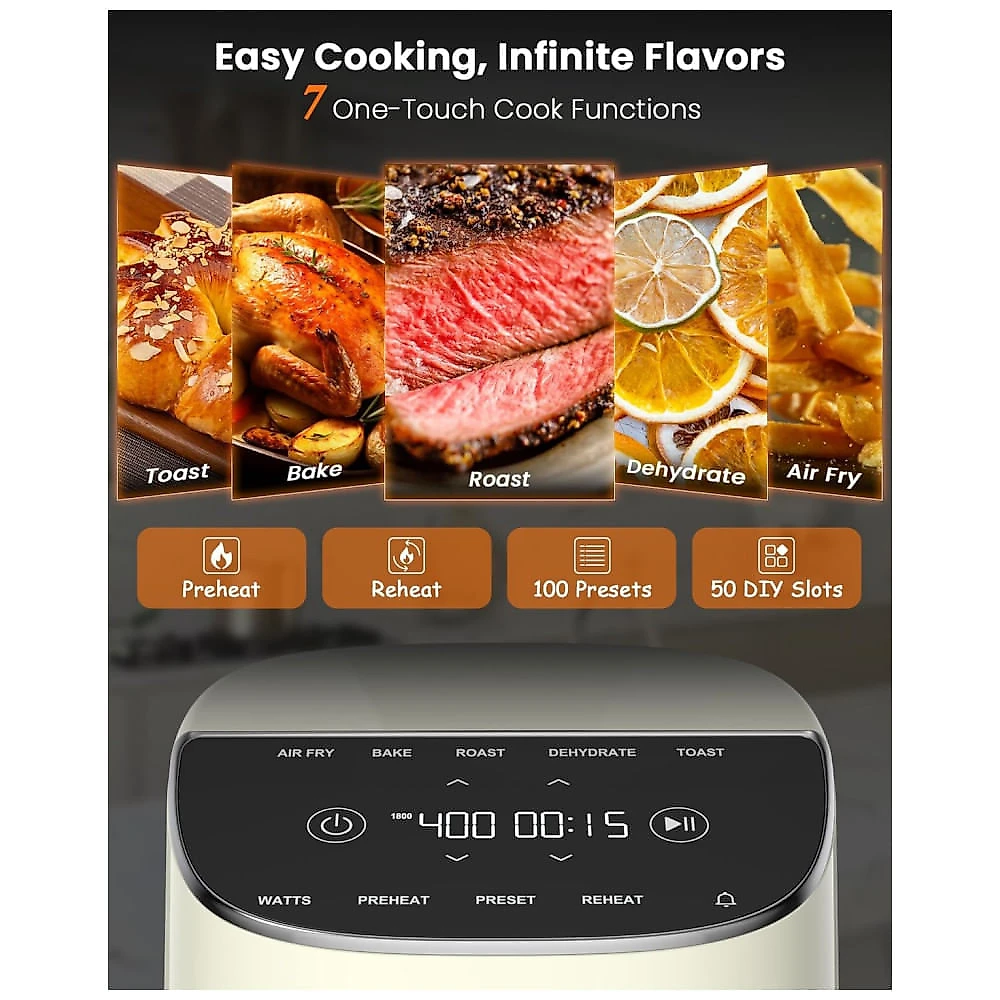 Fritadeira Air Fryer Nuwave Brio Plus 7,5L, sem PFAS, 7 funções digitais: fritar, assar, grelhar, desidratar, torrar, reaquecer, 150 predefinições 110v