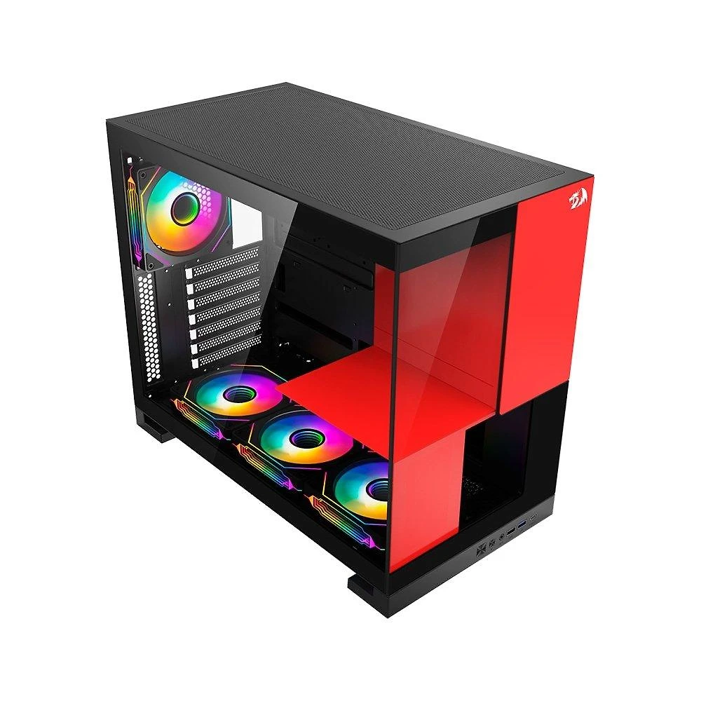 Miniatura Gabinete Gamer Redragon Eternal P&V, Mid Tower, ARGB, ATX, Lateral em Vidro, Preto e Vermelho - CA-612BR