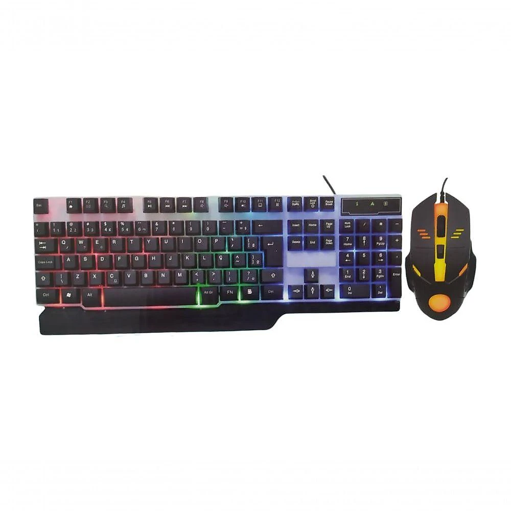 Kit Teclado e Mouse Gamer Semi Mecânico Led Rgb Kapbom Usb com Teclas Multimídia e Winlock