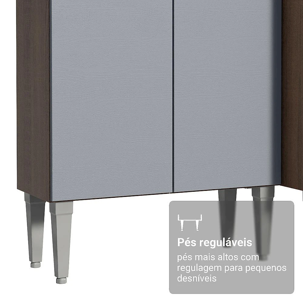 Armário de cozinha completa 197 cm rustic/cinza emilly madesa 02
