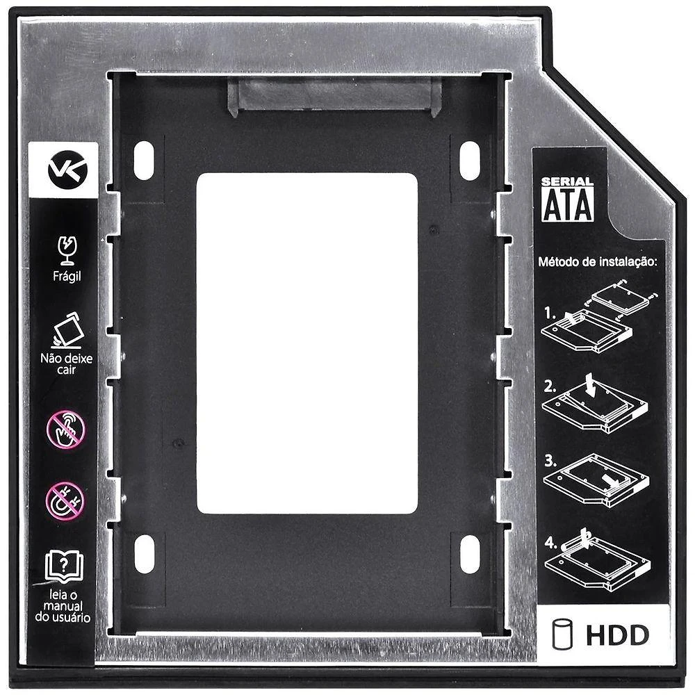 Adaptador Caddy para Notebook AC-127 SATA 12,7MM para HD Ou SSD 2,5" Até 1TB Prata Vinik