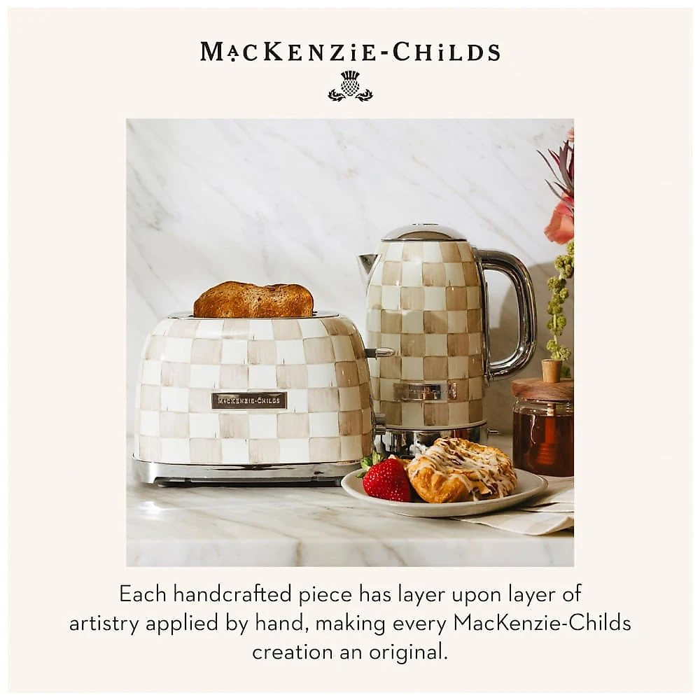 Chaleira elétrica MacKenzie-Childs Sterling Check inox bege e branca 8 xícaras 1500W 110V
