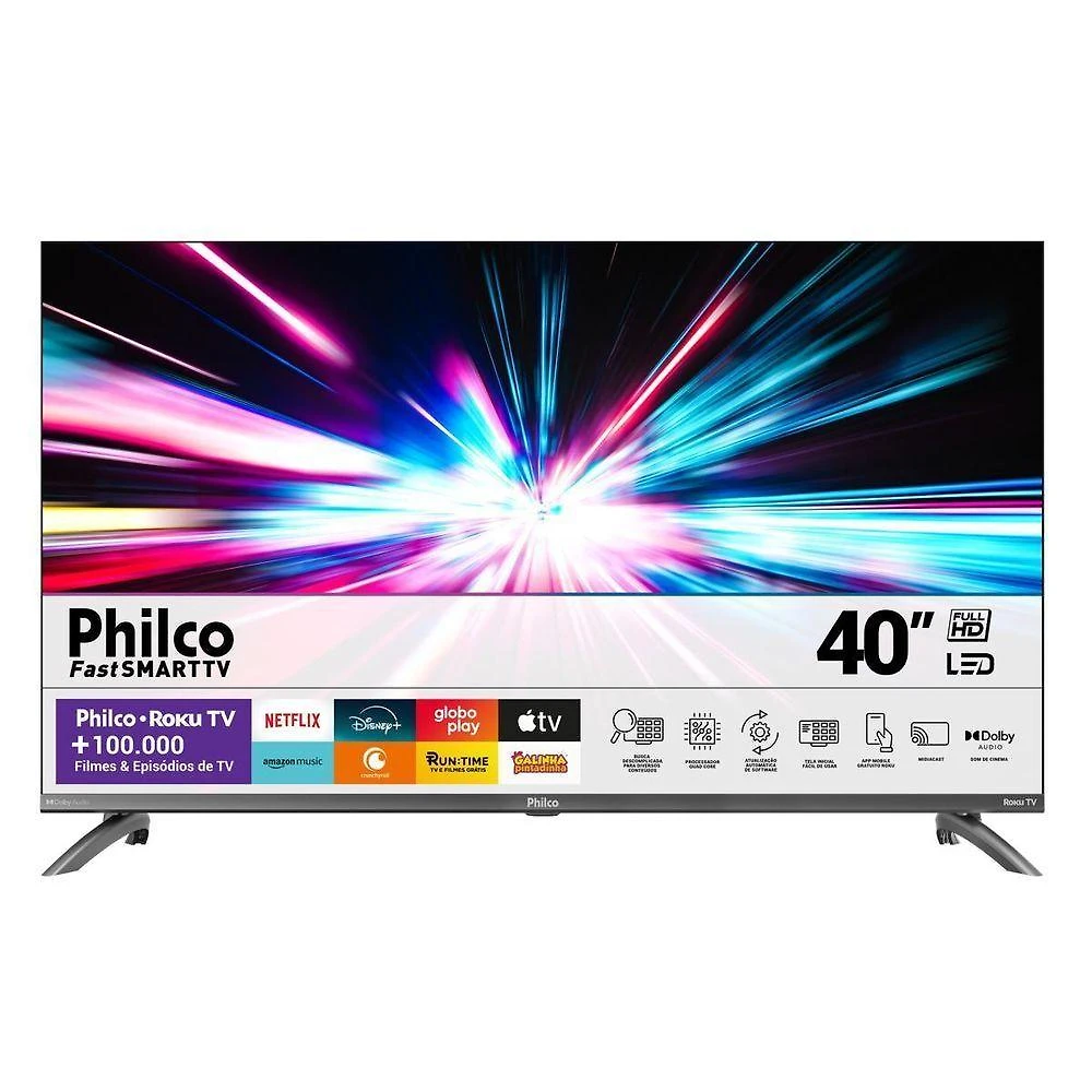 Smart TV 40” Philco LED Roku TV Dolby Audio PTV40M9GR2CGB Bivolt