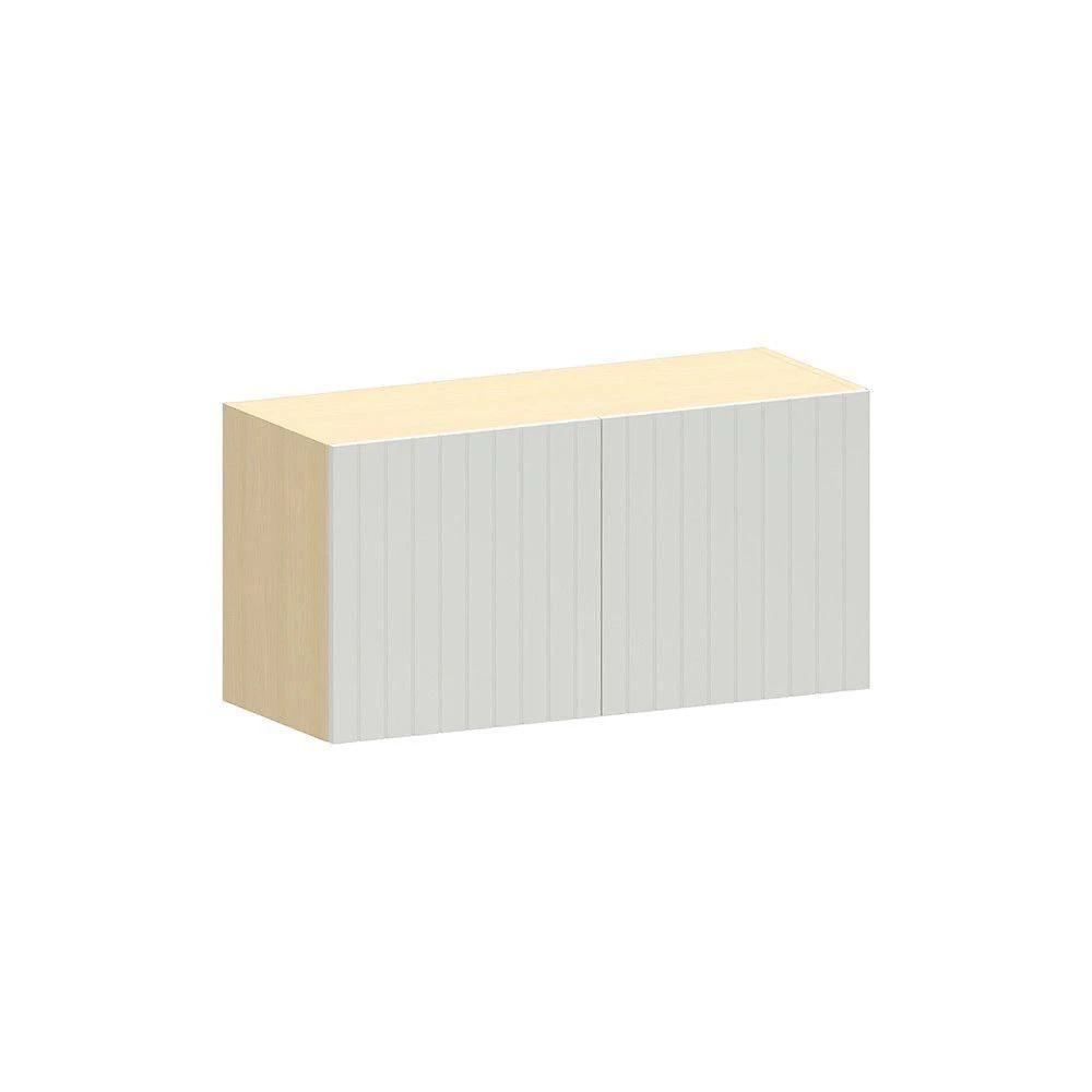 Armário Aéreo Para Geladeira 100% Mdf 2 Portas 80cm Aura Luc Carvalho/cinza Cristal