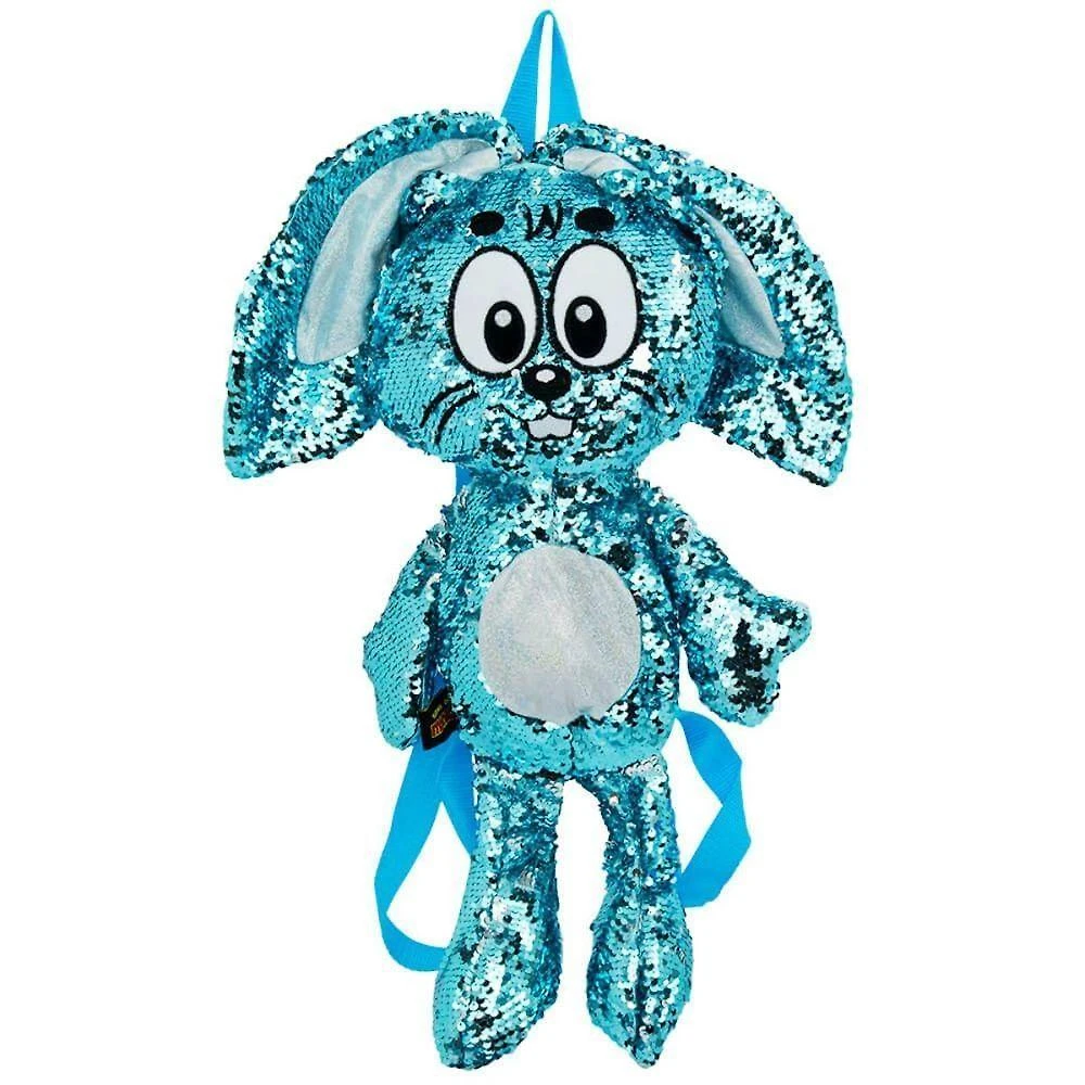 Mochila de Pelúcia Infantil Tasco Sansão Turma da Mônica Poliéster 53cm Azul com Lantejoulas
