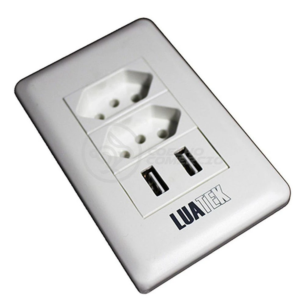 Tomada De Parede 2 Entrada Fonte 2 Usb 5v 10a Bivolt