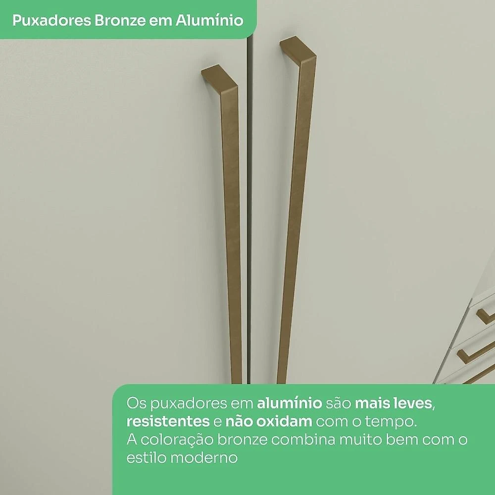 Quarto Modulado Casal Completo 8 Portas 9 Gavetas Canto Reto Seletto Areia HP