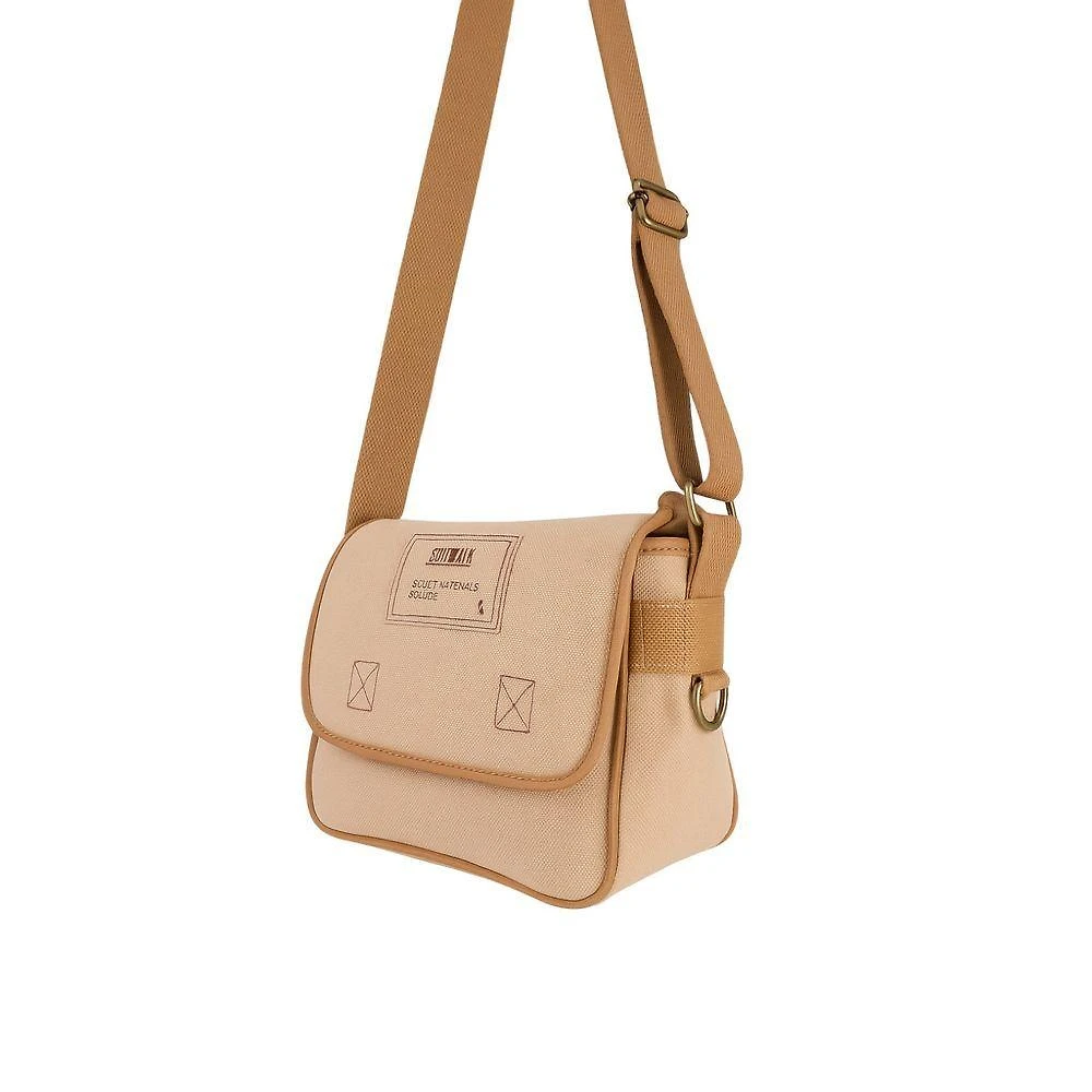 Bolsa Feminina Zup Bags Baguete Lona e Couro Legítimo Bege Feminino