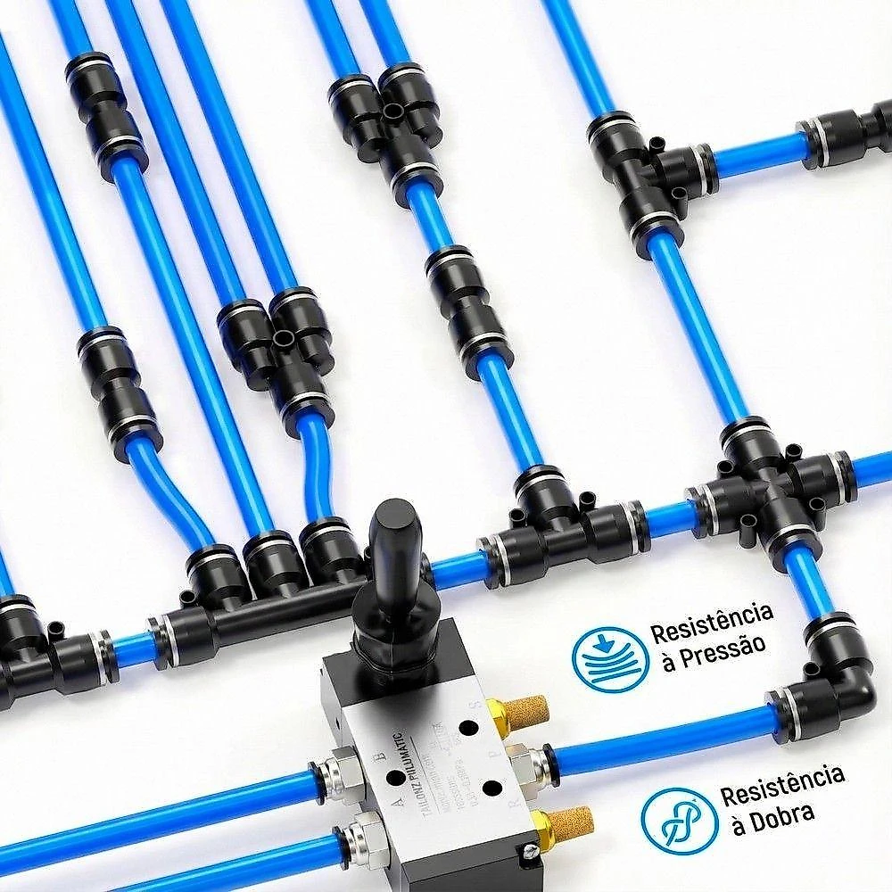 10mts Mangueira Pneumática Flexível Tubo 6mm Pu 150psi / 10bar Azul