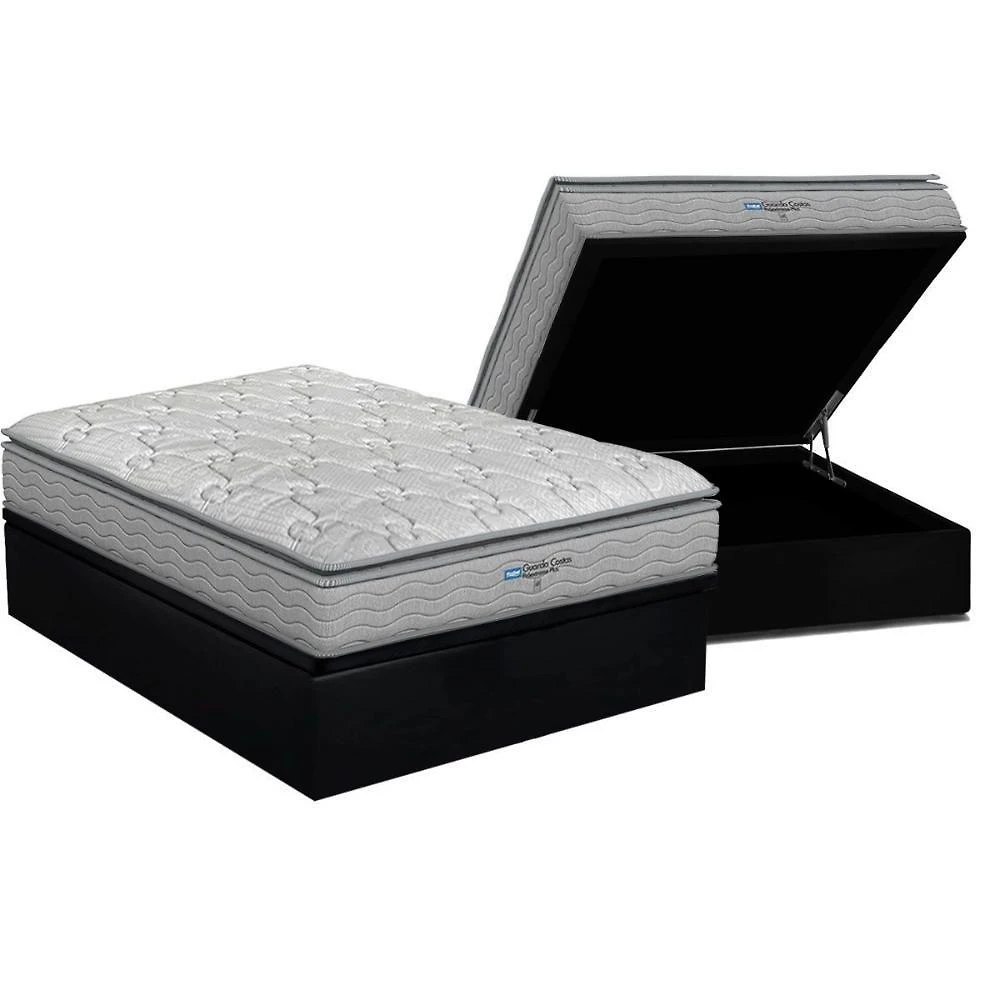 Cama Box Baú Casal: Colchão Anatômico Probel D45 Guarda Costas Próextreme Plus + Base Crc Suede Black (138x188)