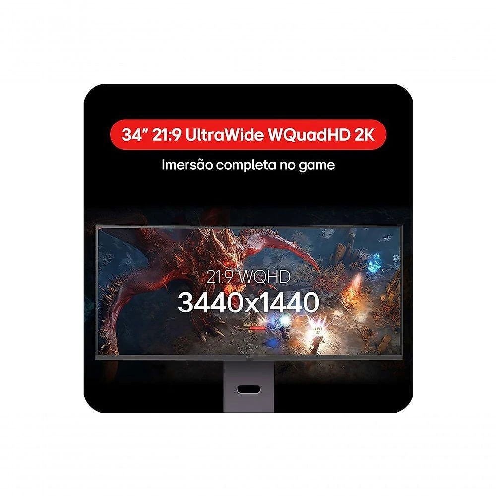 Monitor Gamer LG UltraGear Curvo 34G600A-B 34 QuadHD 2K, UltraWide 1800R, 160Hz, AMD FreeSync Premium, HDR10