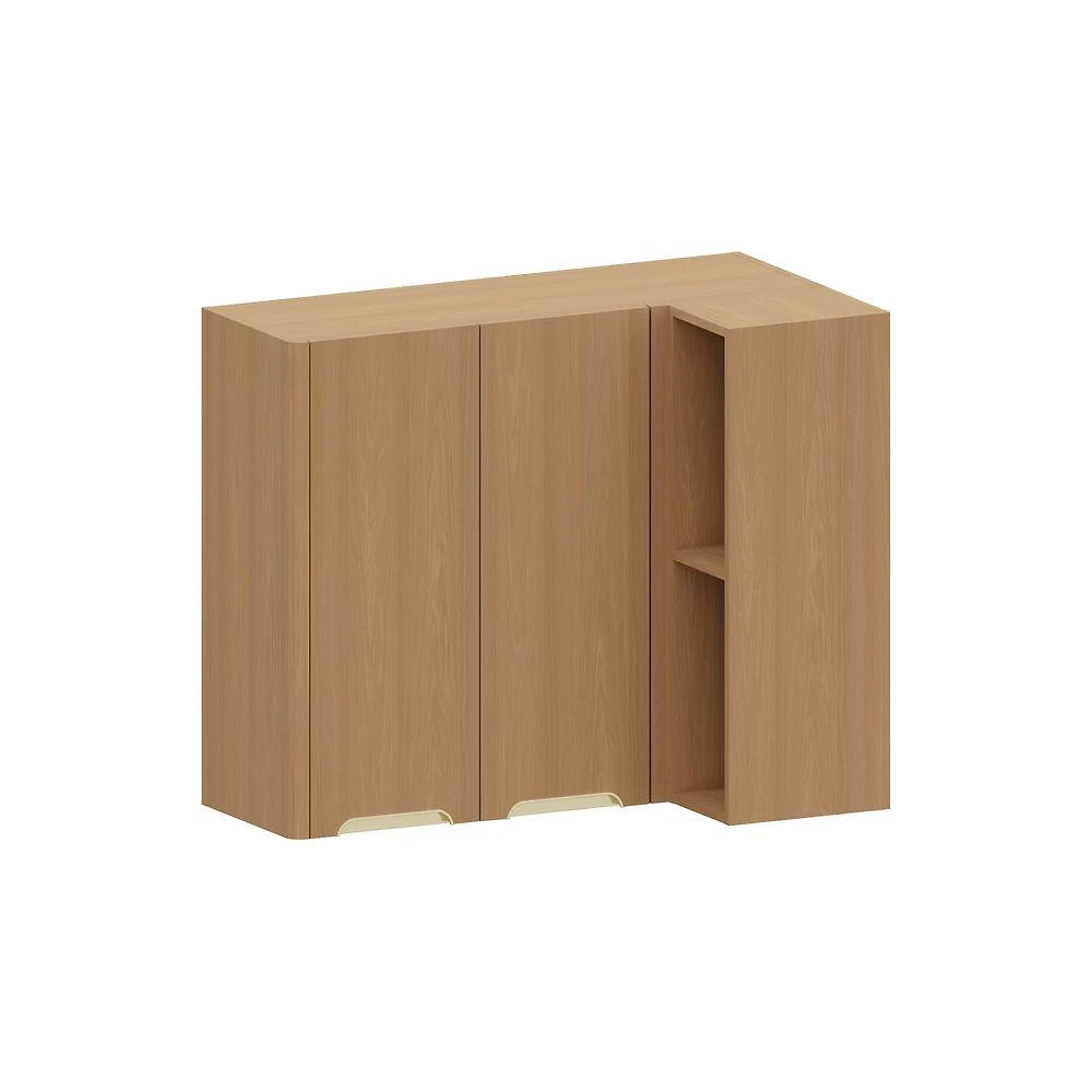 Armário Aéreo de Canto Reto Lumina 95cm 2 Portas MDF Amadeirado Luciane Móveis
