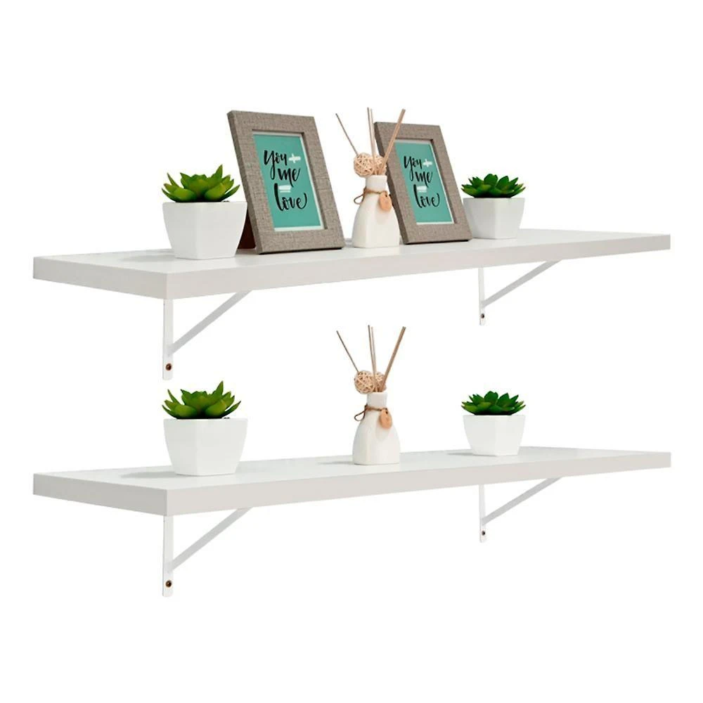 Prateleira Mão Francesa 100X25CM MDP Suporte Invisível Organizador Sala Branco Mercado