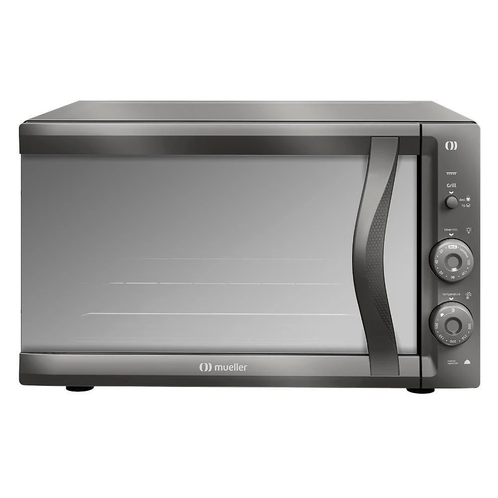 Forno Elétrico De Bancada Mueller Espelhado 50 Litros E Vidro Duplo MFB50F Cinza 110V