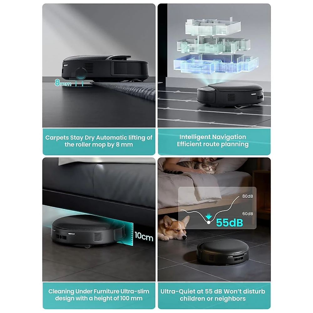 Robô Aspirador Lefant M5 Pro LiDAR Prata 18.000Pa Sucção com Esfregão Autopimpante e Base Autoesvaziamento 120 Dias WiFi 2,4G/5G