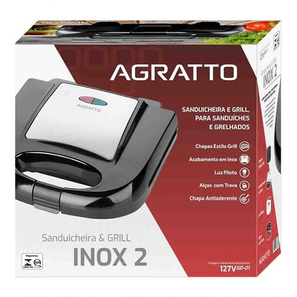 Grill Sanduicheira Agratto Preta Sa-02 110V