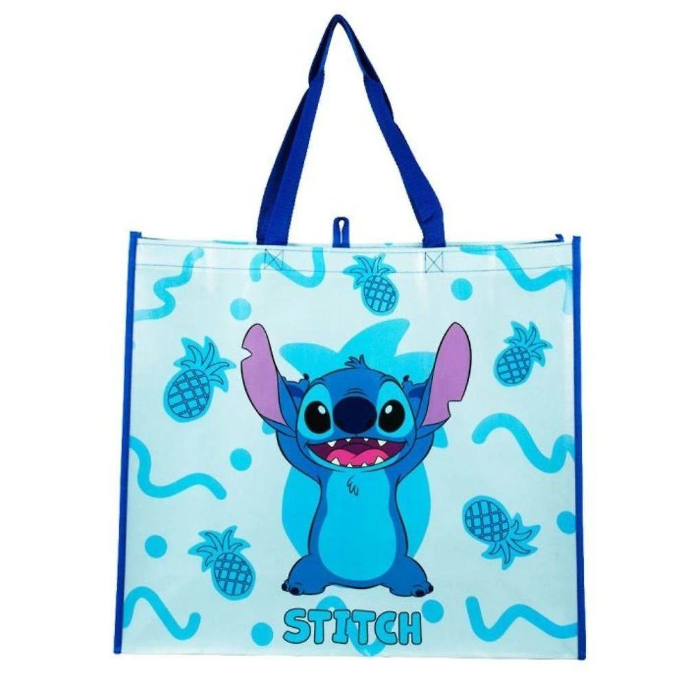 Sacola Reutilizável Disney Feira Azul Stitch 44x49,5CM em Polipropileno Resistente Estampa