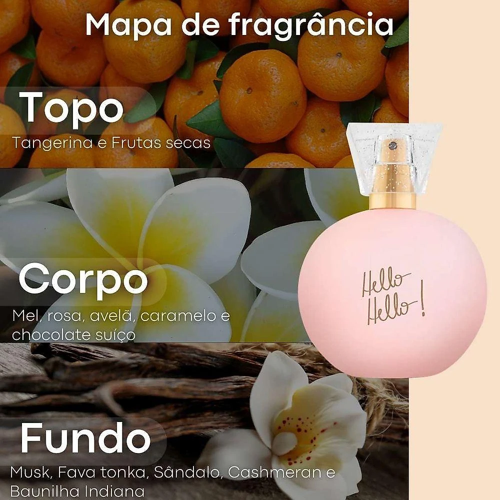 Colônia Hello! By Nah Cardoso Feminina Desodorante Colônia Oriental Gourmand 100ML Ciclo