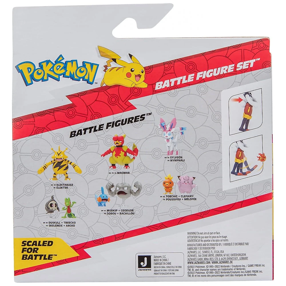 Conjunto de figuras Pokémon Battle Figure 2 Pack Cinderace 11,5 cm e Pikachu 5 cm com acessório – Jazwares
