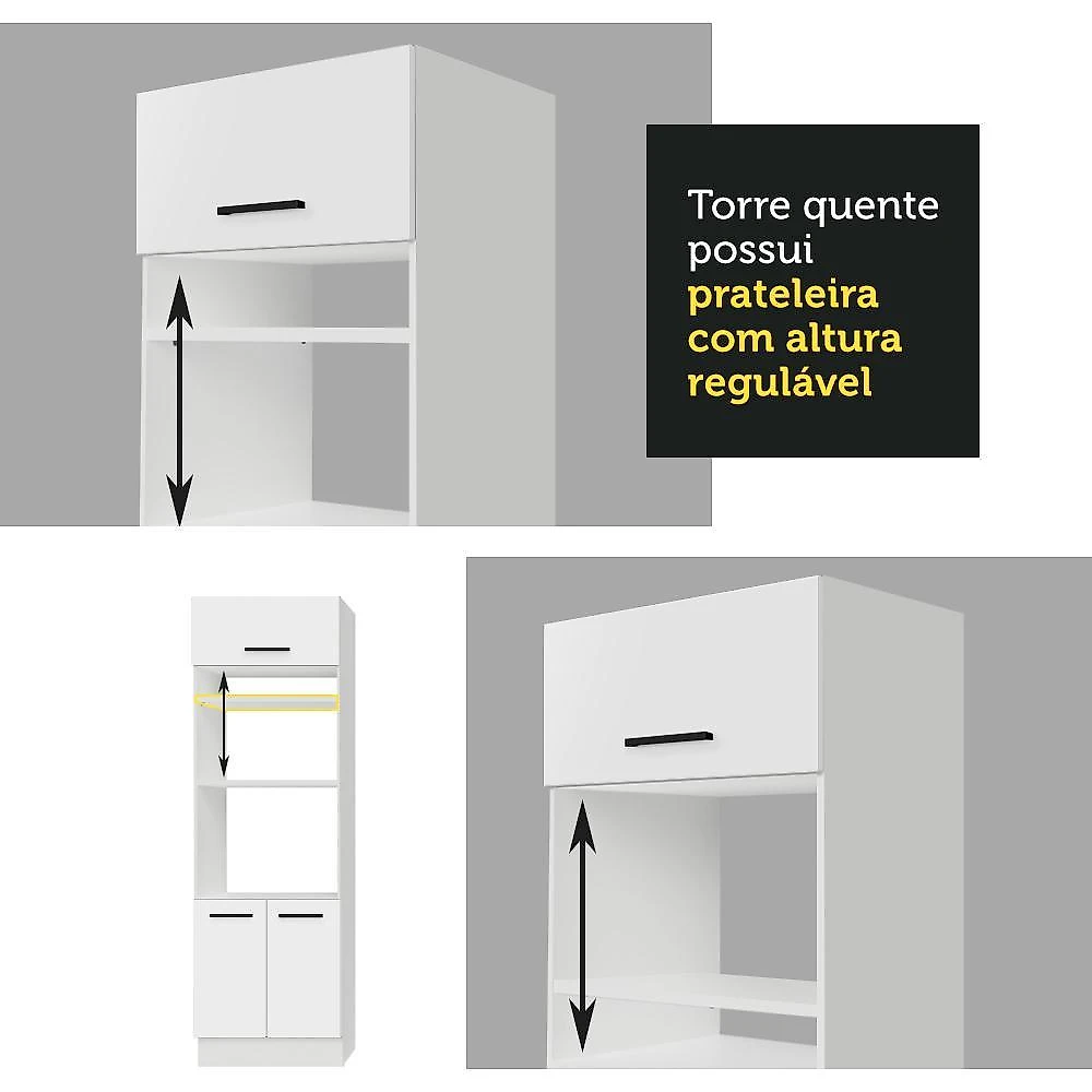 Cozinha completa madesa agata 270003 com armário e balcão (sem tampo e pia) - branco