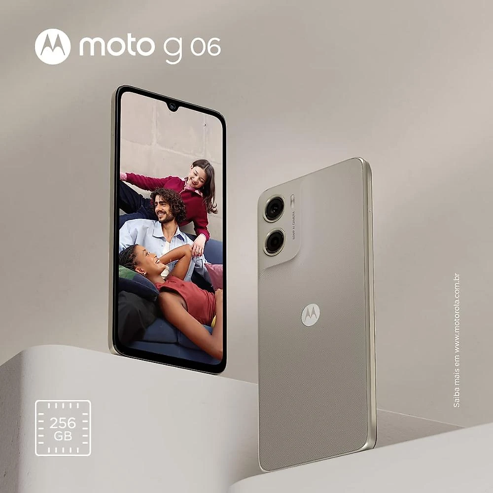 Smartphone motorola moto g06 4g tela 6,9” 256gb câmera 50mp bege