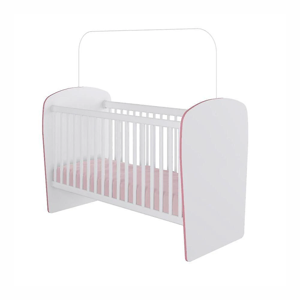 Conjunto Quarto de Bebê Céu Rosa com Cômoda 4 Gavetas em MDP e Madeira Maciça Rosa Percasa Móveis