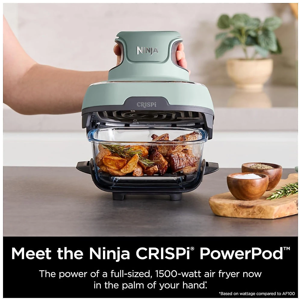 Ninja Crispi Air Fryer Fritadeira - Forno de Vidro Portátil, Compacto e Poderoso, 3,78 litros, 6 Copos, Contêineres de Vidro CleanCrisp