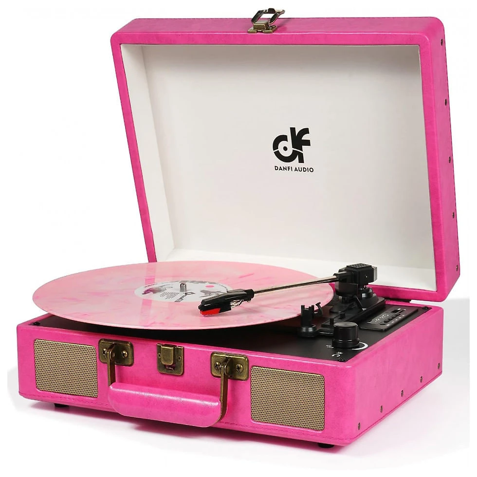 Toca Discos Retro 3 Velocidades com Funções Bluetooth, Rádio FM e USB, DANFI AUDIO DF, Amarelo