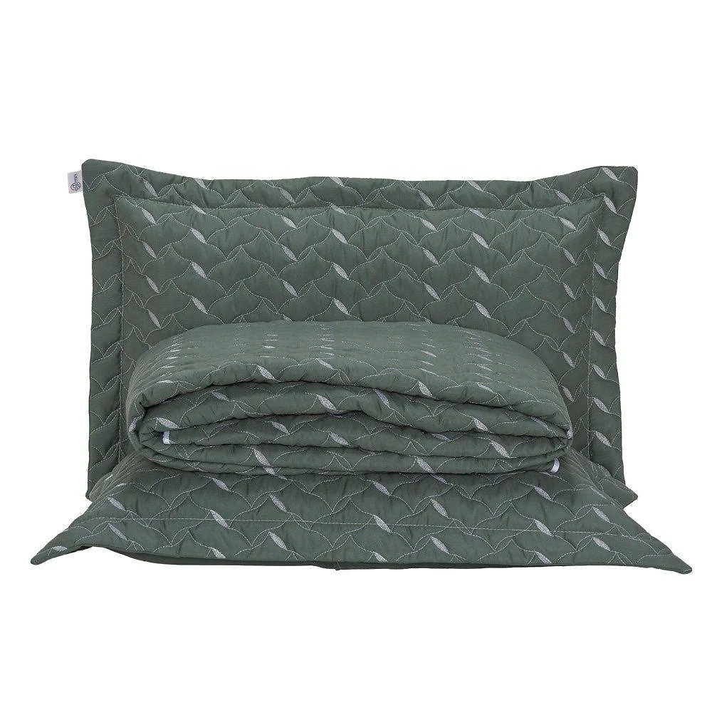 Cobre Leito Bordado 400 Fios Heitor Casal King 100% Poliéster - Verde Militar