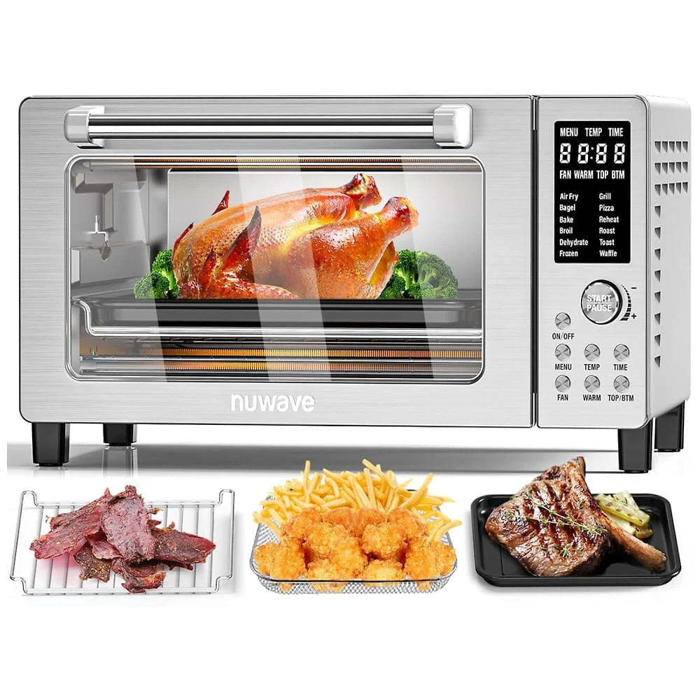 Forno Eltrico de Bancada 12 em 1, 19L com Tecnologia Quicker  Even Crisp e Funo Air Fryer, 110V 1800W, Nuwave, Prata