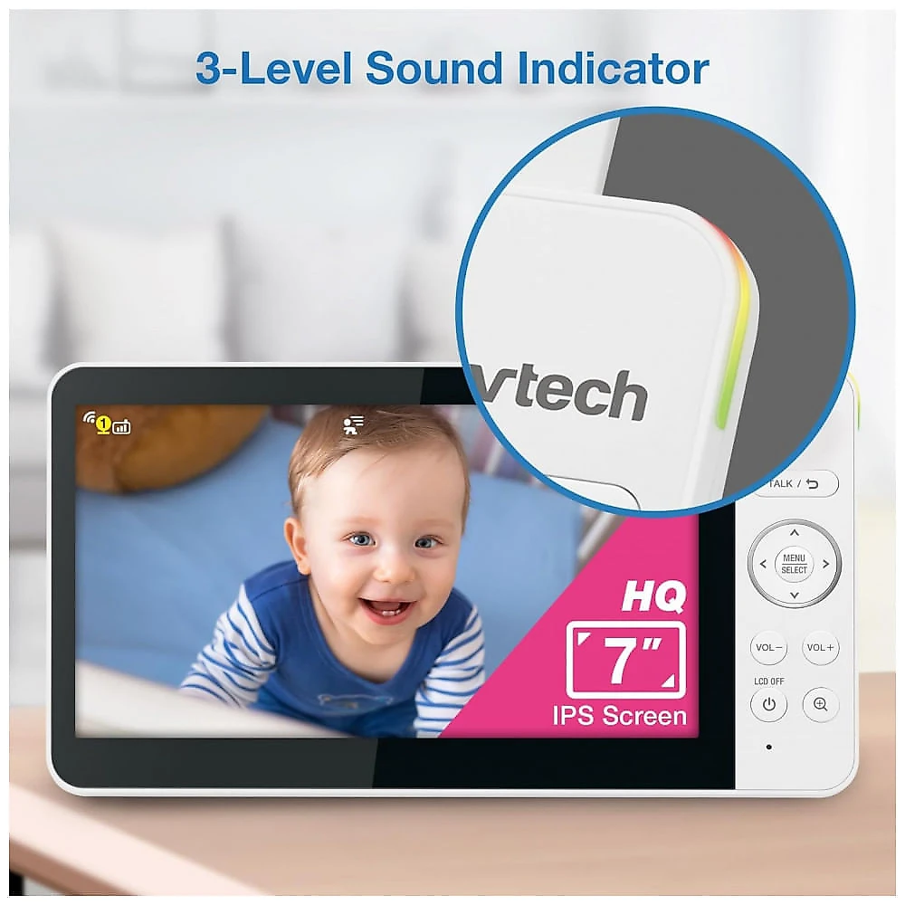 Babá Eletrônica Inteligente VTech com 2 Câmeras, WiFi, Vídeo Full HD 1080p, Aplicativo Gratuito, Detecção de Movimento e Som, Tela de 17 cm