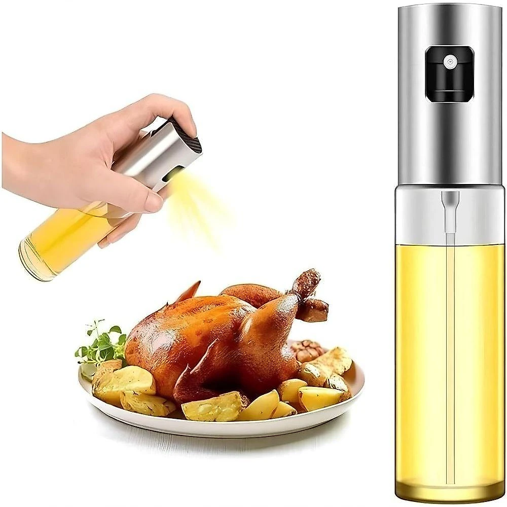 Pulverizador de Cozinha Spray Azeite Óleo Vinagre Vidro e Inox Multiuso Inox