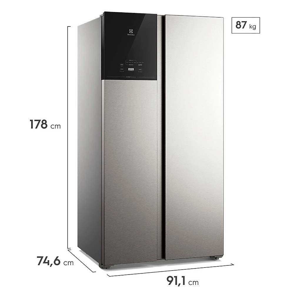 Refrigerador Side by Side Electrolux 2 Portas Frost Free 624 Litros AutoSense Inox Look - ES60S Bivolt