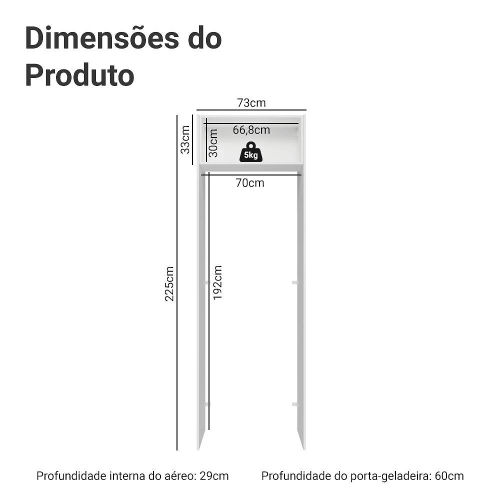 Porta-geladeira 73 cm 1 porta basculante branco stella madesa