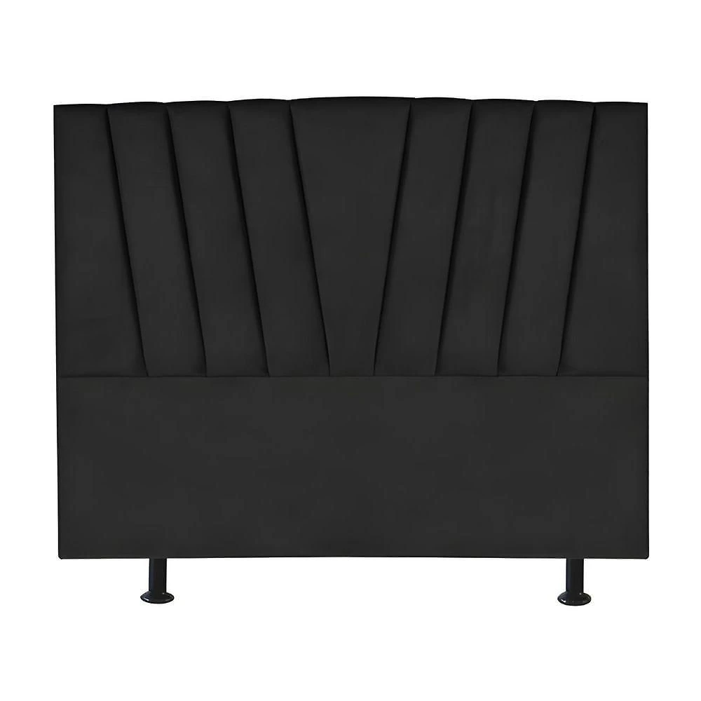 Cabeceira Estofada Cama Casal Queen Size 160 Cm Ariel Veludo Preto