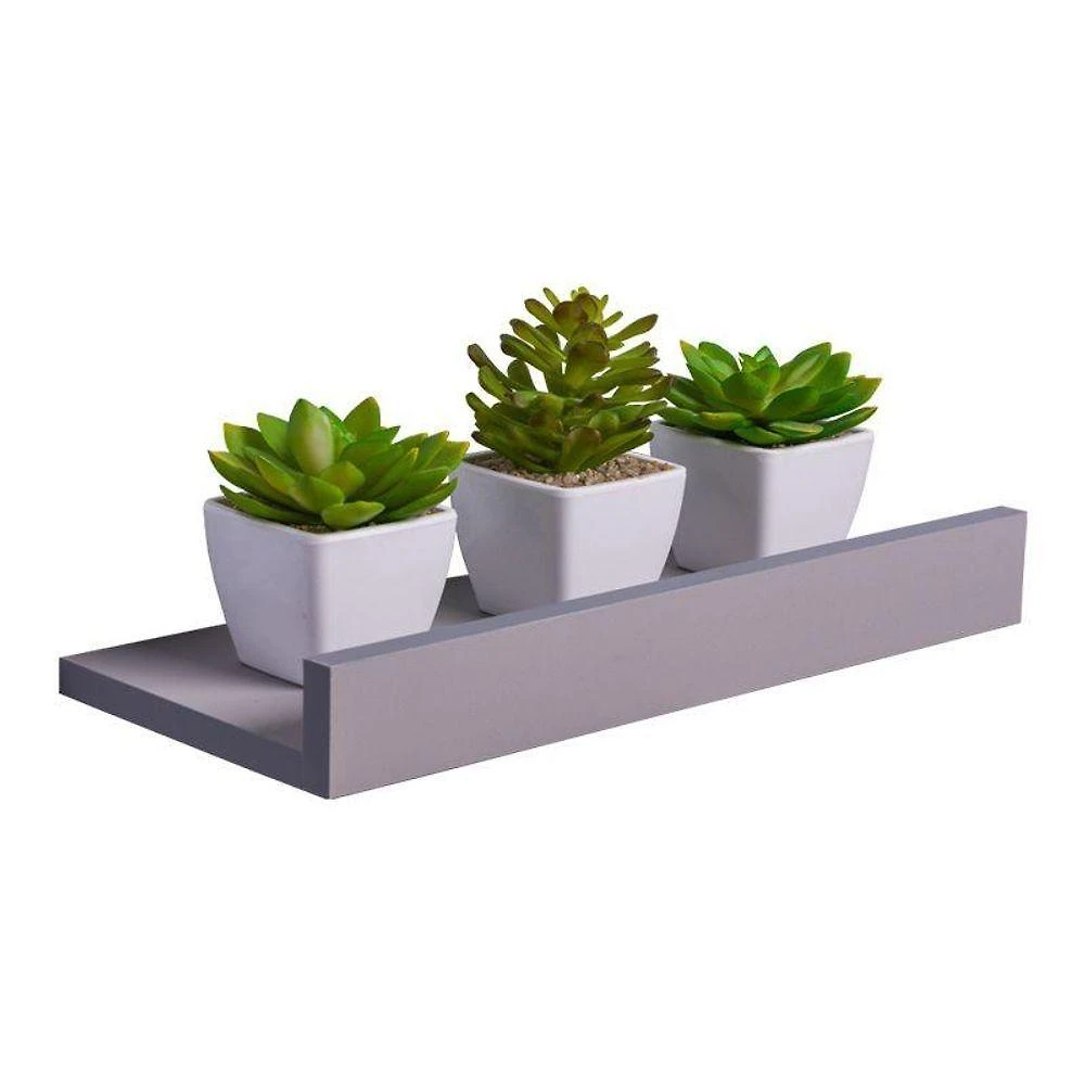 Prateleira Porta Quadros 40X10CM MDP Suporte Invisível Moderno Cinza Claro Mercado das Prateleiras