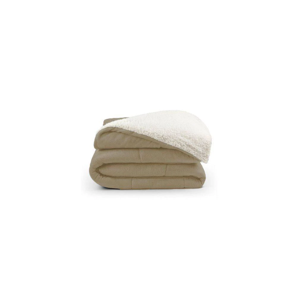 Coberdrom Dupla Face Valle King Soft E Sherpa Toque De Lã 1 Peça 100% Poliéster - Bege
