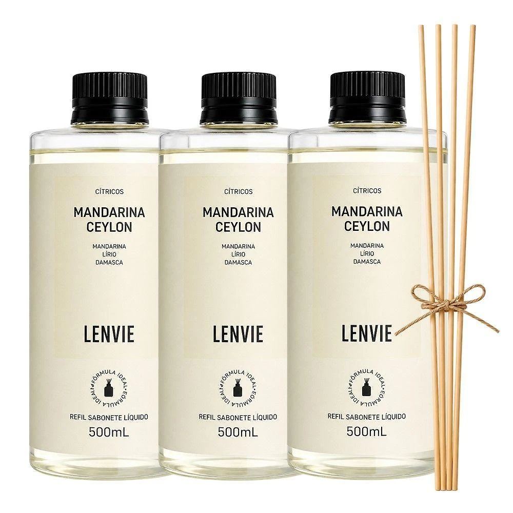 Refil Difusor de Perfume Mandarina Ceylon Aromatizante de Varetas Transparente L'envie 200ML