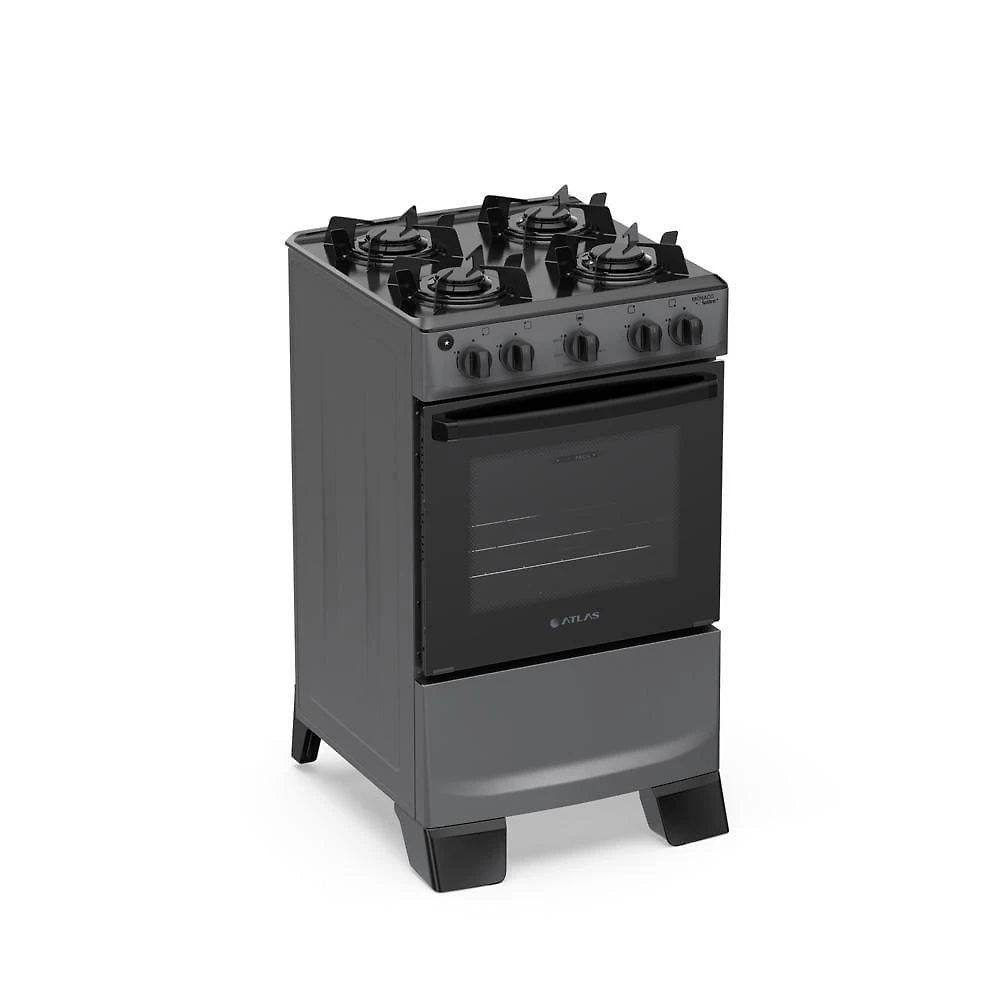 Fogão 4 Bocas Atlas Mônaco Lustro Com Mesa De Aço Bivolt Titanium