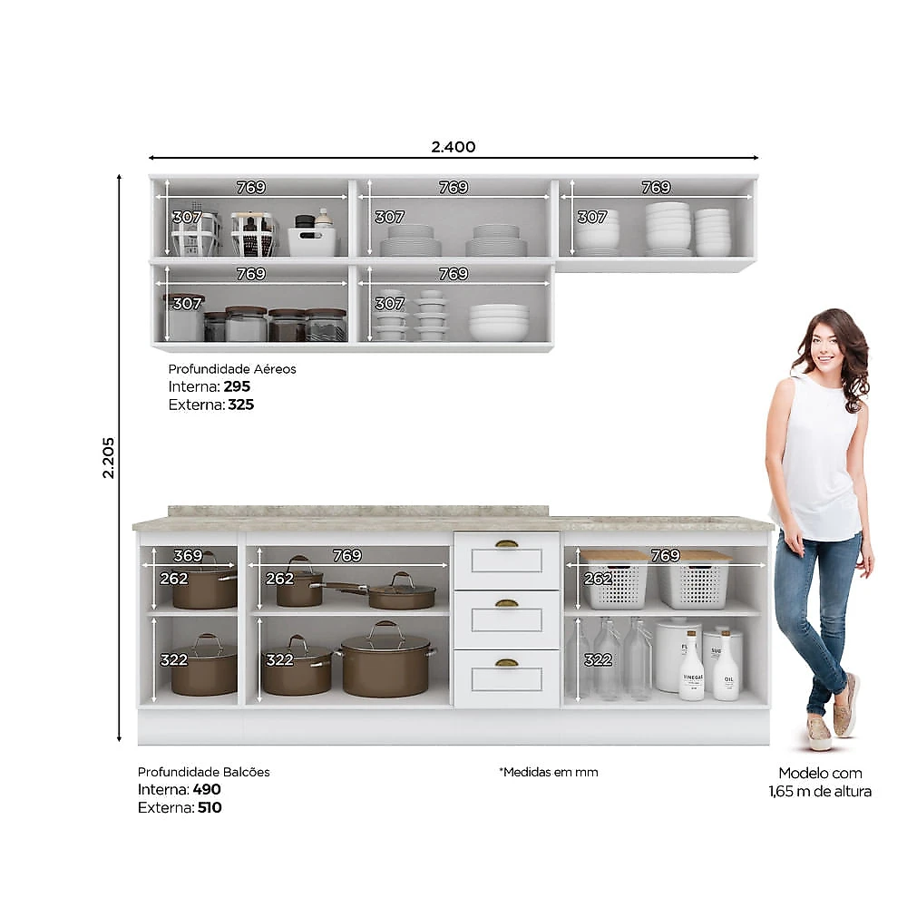 Cozinha Compacta 08 Peças Amy Casa 812 Branco HP