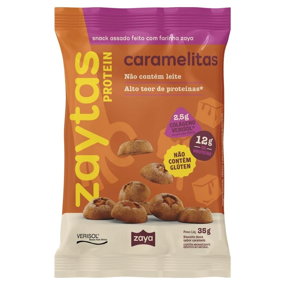 Biscoito Doce Zaytas Protein 12g de Proteínas Sabor Caramelitas 35g