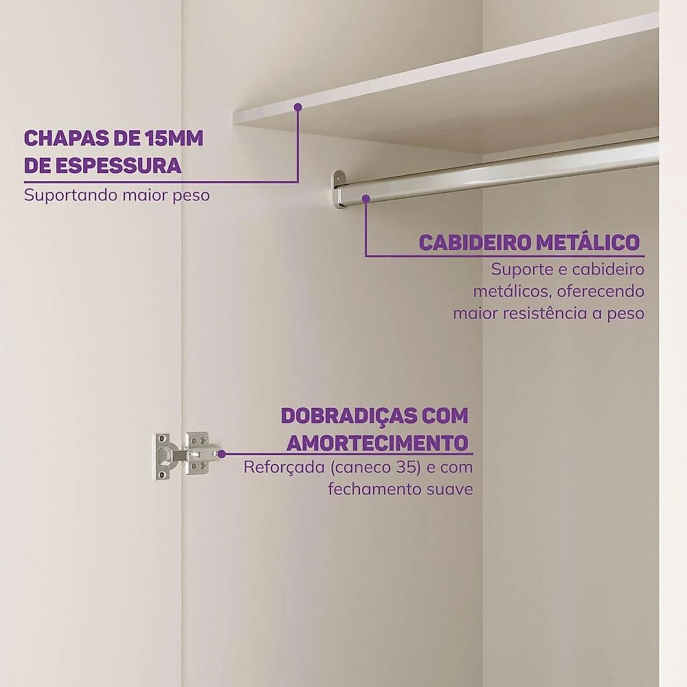 Quarto de Bebê Completo 1 Berço 1 Cômoda e 1 Guarda Roupa Baby Ananda Casatema MadeiraOriginals Quarto de Bebê Completo 1 Berço 1 Cômoda e 1 Guarda Roupa 2 portas Baby Ananda Casatema OffWhite/Mel