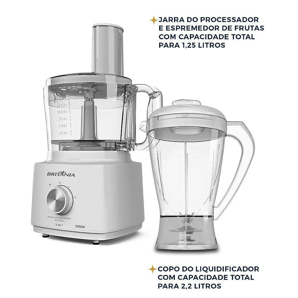 Multiprocessador Britânia BMP900B All In One 5 Funções 2 Velocidades 1000W 220V